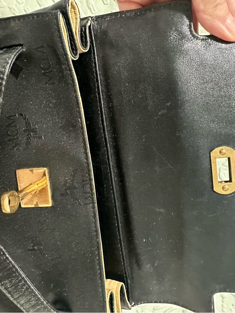 Vintage MCM Black Logo Top-Handle Kelly Crossbody Bag - Picture 8 of 15